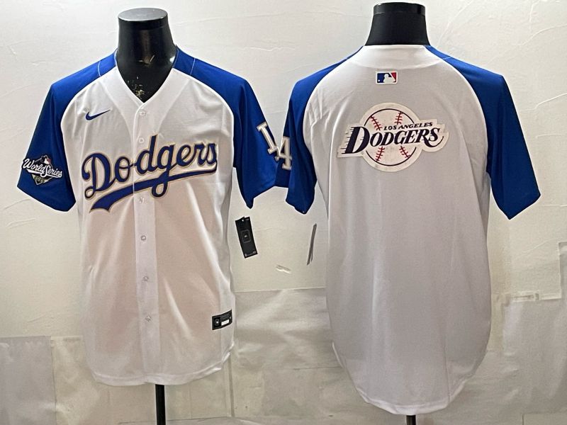 2026 Men Nike Los Angeles Dodgers Blank White blue Game MLB Jersey 0015